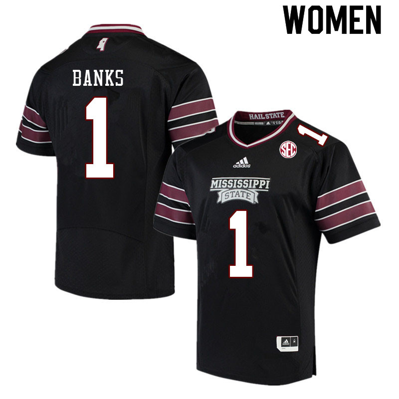 Women #1 Marcus Banks Mississippi State Bulldogs College Football Jerseys Sale-Black - Click Image to Close